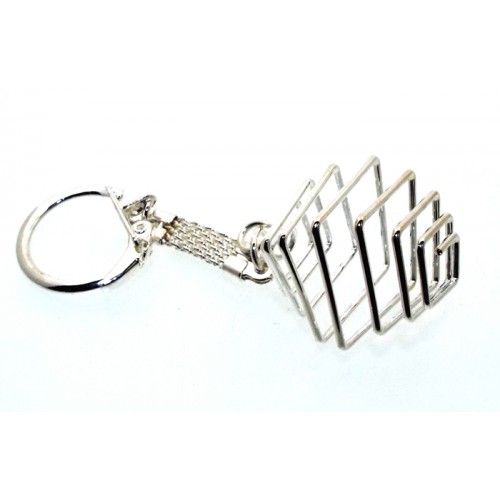 Square Silver Coloured Spiral Gemkeeper Keyring